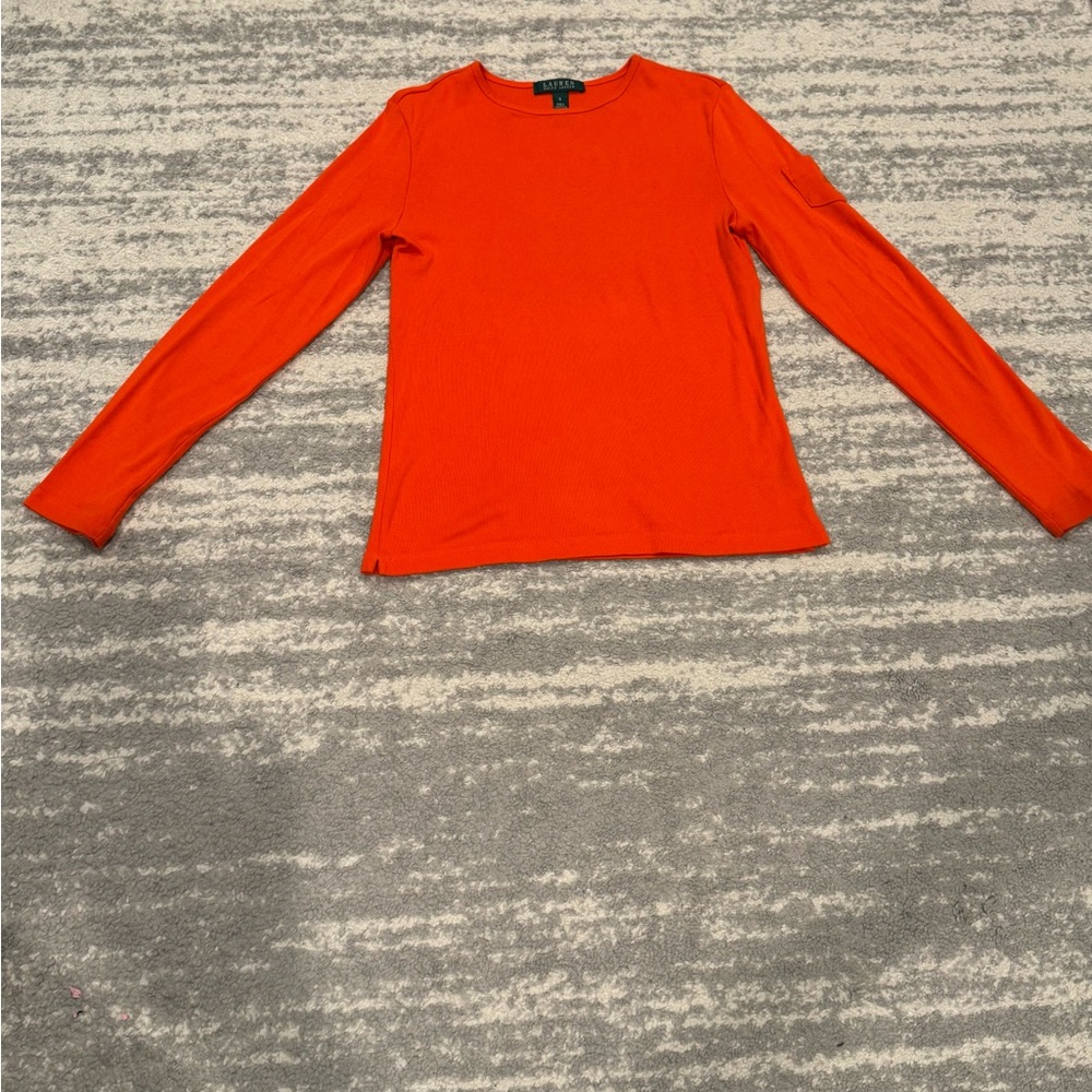 Ralph Lauren Bright Orange Long-Sleeve Crewneck Top
